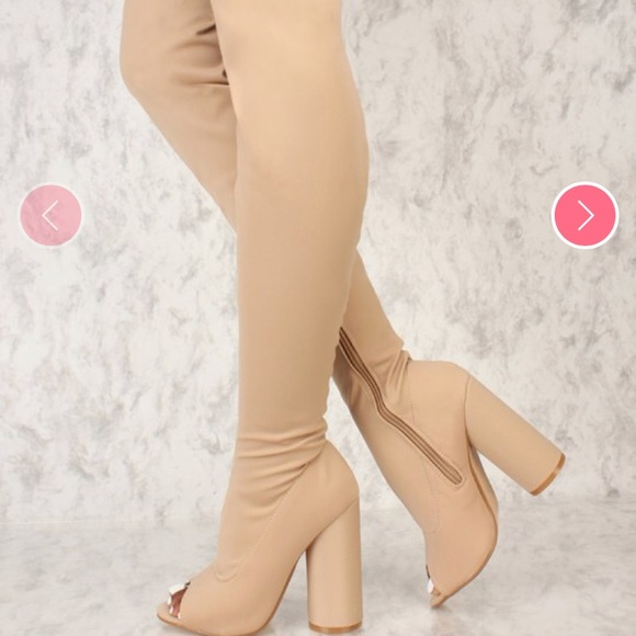 Lycra Peep Toe Thigh Boots Women's Size 6 - Picture 3 of 4